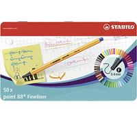 STABILO point 88 - Fineliner - Scatola in Metallo da 50 - Colori assortiti