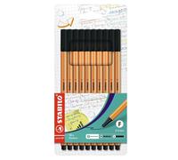 STABILO Point 88 Pennarelli Fineliner 0.4mm Punta Fine Nera Astuccio Da 10