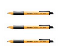 STABILO Point Ball - Penna a sfera retrattile, tratto da 0,5 mm, confezione da 3 pezzi, colore: Nero