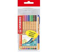 Stabilo Point - Pennarello fineliner 88-10 pezzi, confezione da 10 colori standard, con 1 punto Visco blu