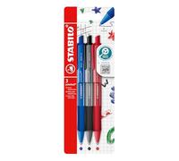 STABILO pointball colorful - Penna a Sfera - Pack da 3 - Blu/Nero/Rosso