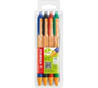 STABILO Pointball Penne a Sfera Portafoglio Di 4 Nero, Blu, Rosso e Verde