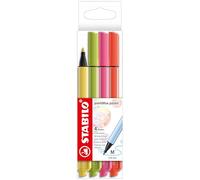 STABILO pointMax - Fineliner Premium - Astuccio da 4 Pastel - Giallo chiaro/Lime/Rosa chiaro/Corallo