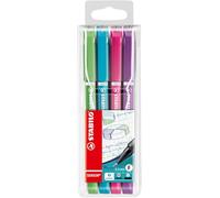 Stabilo SENSOR F - Fineliner con punta ammortizzata - Tratto Fine (0,3 mm) - Astuccio da 4 - Verde Foglia/Turchese/Rosa/Lilla