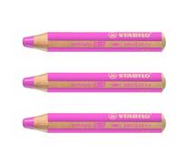 STABILO Set di 3 matite WOODY 3 in 1 extra large rosa scuro