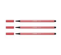 STABILO Set di 3 penne in feltro 68, punta 1 mm, colore: Rosso terracotta