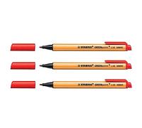 STABILO Set di 3 penne in feltro greenpoint, punta larga, 0,8 mm, colore: Rosso