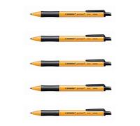 STABILO Set di 5 penne a sfera retrattili a forma di punta, 0,5 mm, colore: Nero