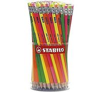 Stabilo swano fluo - Matita in Grafite - con gommino - Barattolo da 96 - Gradazione HB - Giallo/Verde/Arancione/Rosa
