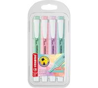 Evidenziatore Swing Cool Pastel - punta a scalpello - tratto 1 - 4 mm - colori assortiti - Stabilo - astuccio 4 pezzi
