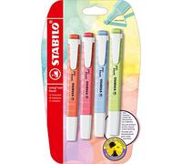 STABILO swing cool Pastel - Evidenziatore - Pack da 4 - Rosa Corallo/Fior di Ciliegio/Azzurro Ghiaccio/Lime