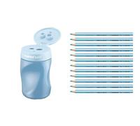 STABILO, Temperamatite Ergonomico - EASYtemperino per Destrimani - Azzurro + Mat