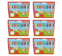 STABILO Trio A-Z Pennarello a Punta Fine e Fusto Triangolare, 6 x Astuccio da 24, Colori Assortiti