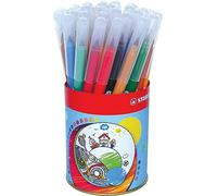 STABILO Trio A-Z - Pennarello a Punta Fine e Impugnatura Triangolare - Contenitore in Metallo da 36-12 Colori Assortiti