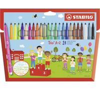 Fibre-Tip Pen with Triangular Grip Zone - STABILO Trio A-Z - Pack of 24 - Assort