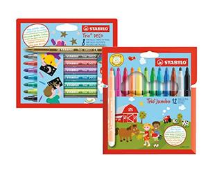 Stabilo Trio Deco, pennarello metallico con punta XL, confezione da 8 e pennarello spesso, Stabilo Trio Jumbo, confezione da 12 pezzi