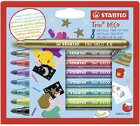 Metallic Felt-Tip Pen - STABILO Trio Deco - Pack of 8 - Assorted colours 8 count