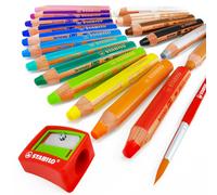 STABILO Woody 3 In 1 18 Jumbo Easy-Grip Matite A Acquerello Con Temperamatite