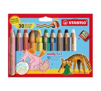 Stabilo woody 3 in 1 - Matita colorata Multi-Funzione - 30 Years Edition - Astuccio da 10 - con Temperino
