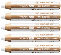 Stabilo woody 3 in 1 - Matita colorata Multi-Funzione - Confezione da 5 - Bianco