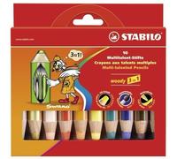 STABILO Pastelli colorati Woody 3in1 - mina 10 mm - con temperino - Astuccio 10 pastelli
