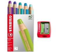 STABILO Woody Matite Colorate 10mm Con Scatola Regalo 5 Pacchi E Temperino