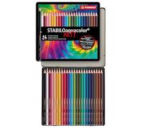 STABILO Matita colorata acquarellabile - STABILOaquacolor - Scatola in Metallo da 24 colori assortiti