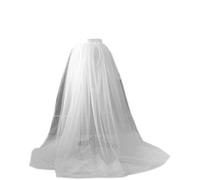 Staccabile treno abito da sposa abito da sposa gonna in tulle per feste serali donne lunghezza pavimento vedere attraverso il vestito cinturino in vita stile mantello, bianco, Taglia unica