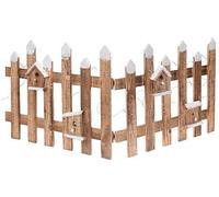 Staccionata in legno con 30 LED - 100 x 40 cm - Mini recinto da giardino, decorazione invernale, illuminato