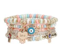 Stack - Bracciale da donna, stile bohémien, con simbolo dell'amicizia a più strati, ideale per danza, matrimonio, viaggi