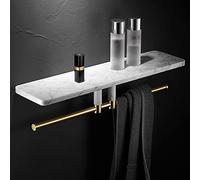 Stack di stoccaggio ad angolo a parete Shower Caddy Bathroom Shelf Floating Shelves Nordic Natural Marble Shelf Towel Shelf Light Washstand Clapboard Wall Mounted Kitchen Shelves(40cm White Marble+bra