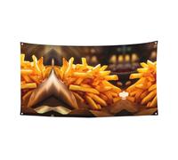 stack of fries Bandiera da appendere con decorazione natalizia stampata - 177,8 x 88,9 cm - Festone per Natale, compleanno, festa
