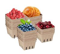 Stackable Berry Containers - Cardboard Fruit Cartons, Ventilated for Freshness | Multipurpose Home Grocery Storage Solution, Lightweight and Strong, Suitable for Displaying Berries, Small Produce