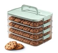 Stackable Cookie Storage, Box Clear Fresh, 11.61×8.27×7.48 Inches, with Keeping Food Container Handle Lid Lock Design, Airtight Kitchen Organizer, Snack Keeper for Biscuits Dumplings Cheese Picnic Use