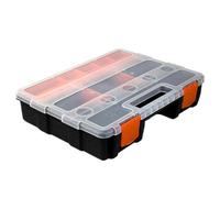 Stackable Parts Organizer, Interlocking Hardware Storage, 10.6x7.9x2.4 Inch Multi Grid Tray, High-Capacity Component Management Kit, Secure-Latch Performance with Build, Workshop Accessory for Nuts