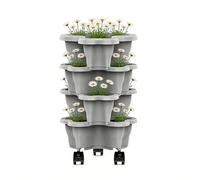 Stackable Planter - Vegetable Pots, Vertical Tier with Smart Drainage, Garden Tower for Herb Growth, Planting System Space Saving Design, Indoor Outdoor Yard Farm Balcony Setup