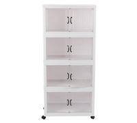 Stackable Plastic Storage Containers with Wheels Conveniently Movable Storage Bins for Home Office Dorm (4 Tier)