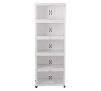 Stackable Plastic Storage Containers with Wheels Conveniently Movable Storage Bins for Home Office Dorm (5 Tier)