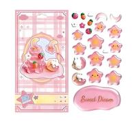 Stackable Stickers - Artistic Glossy Finish Toy | Crystal Stacking 3D Building Sticker | Home Decoration Birthday Party Classroom Reward, Enthusiasts Kids Girls DIY Craft Kit, Creative Multi-Layer Art