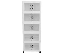 Stackable Storage Bin Plastic Foldable Storage Cabinet Closet Organizer with Wheels for Home Dorm Wardrobe Essentials (5 Layers)
