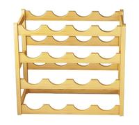 Stackable Wine Rack - 20 Bottle Wooden Holder, 4 Tier Display Shelf