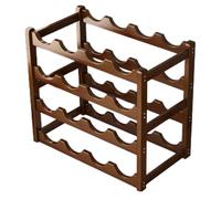 Stackable Wine Rack - Wooden Bottle Organizer, 4 Level Storage Shelf