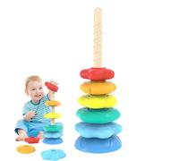 Stacker Toy - Rotating Ring Tower for Child Cognitive Development | Rainbow Wooden Blocks, Sensory Learning Toy, Fine Motor Skills Activity, Sorting and Stacking Educational Cube for Toddlered
