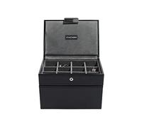 STACKERS - Men's Set of 2 Executive Black Mini Lidded And Watch Stacker with Grey Velvet Finish Lining