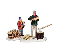 STACKING FIREWOOD Set da 2 Personaggi Lemax VAIL VILLAGE Cod 52323