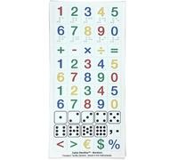 Stactiles Numeri tattili e simboli adesivi - 51 adesivi in rilievo per ciechi e ipovedenti - numeri 0-9 con braille, segni di matematica e immagini cubi - contrasto elevato e resistente all'acqua