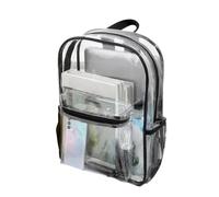 Stadium Clear Backpack - Waterproof PVC Bookbag, Storage Compartments, Larg | Heavy-Gauge Transparent PVC With Reinforced Stitching Seams, Padded Shoulder Straps Double-Zipper Main Closure For Student