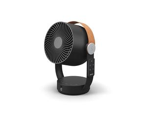 Stadler Form Ventilatore Leo, ventilatore da tavolo mobile 3D con telecomando, funzione girevole verticale e orizzontale, portata fino a 8 m, timer 1-7 ore, manico in ecopelle, nero
