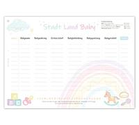 Stadt Land Fiume Baby Spielblock, Babyshower Gamel, Blocco da gioco da compilare per ragazze e ragazzi, blocco regalo per quiz DIN A5 con 50 pagine, gioco per feste (1x)