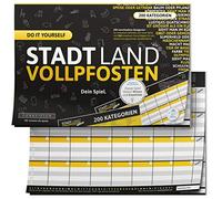 STADT LAND VOLLPFOSTEN® - DO IT YOURSELF-EDITION: DIN-A4 Block mit 50 Blatt, 200 lustige Kategorien bringen jeden Hobbydenker ins Schwitzen. Spaß garantiert!, Pro Runde (8 Begriffe) 2 Minuten